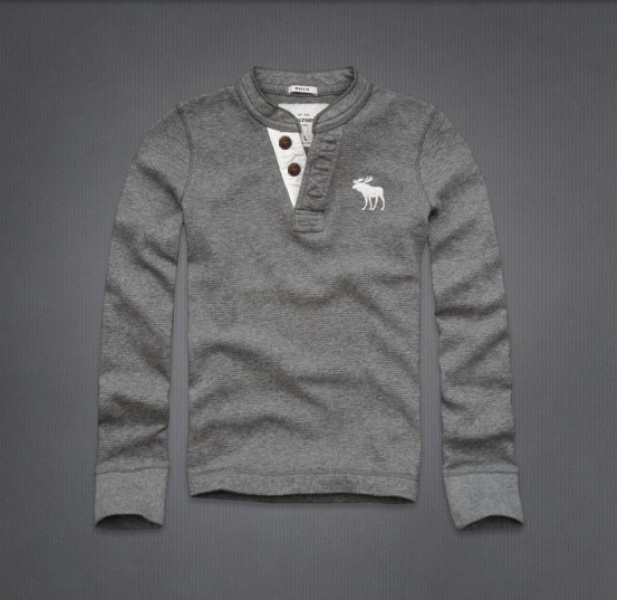 Abercrombie Fitch Hombres Ponte de pie de cuello Largo Remera AF6230